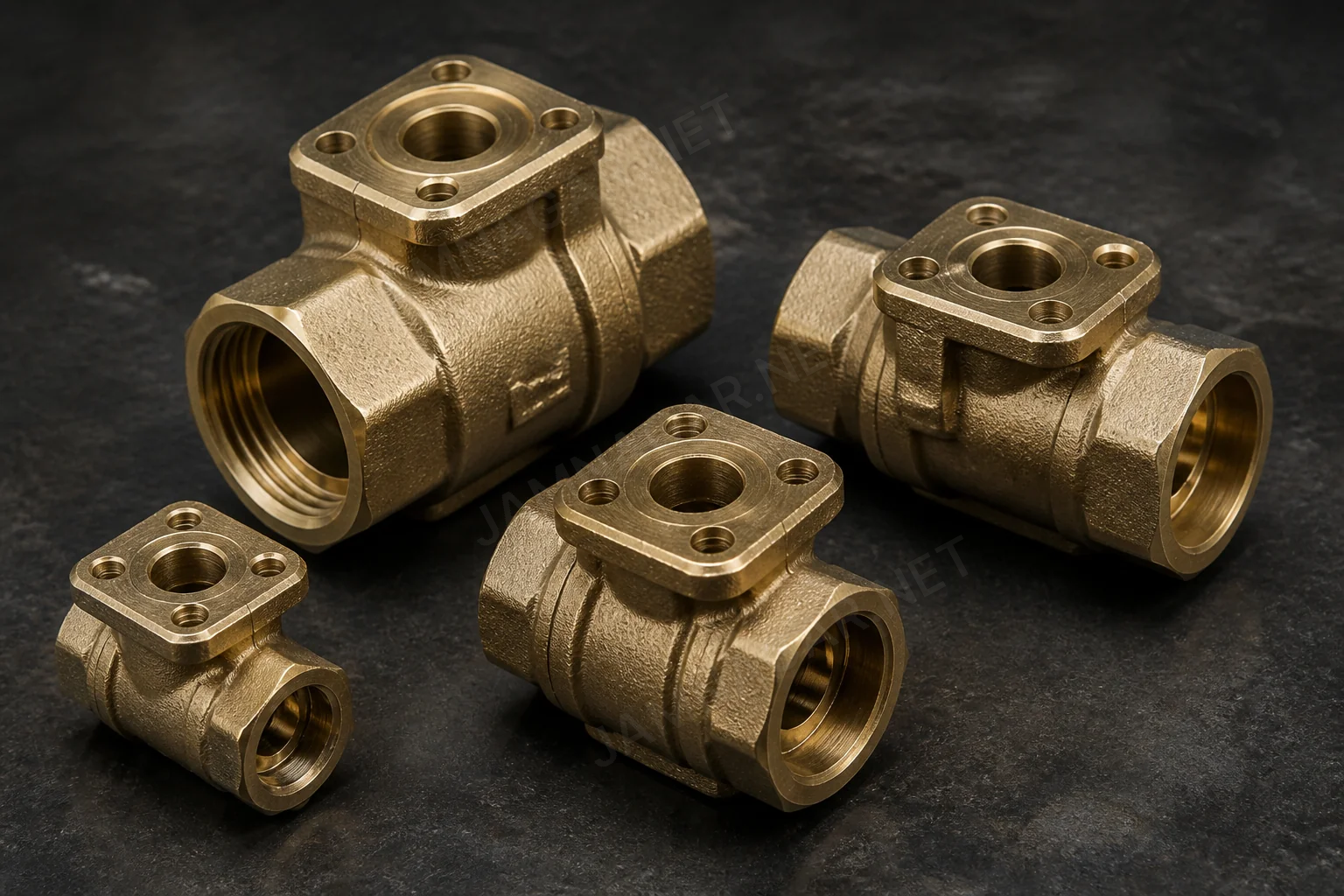 Brass ball valve bodies and stems prepared for industrial OEM assembly Brass ball valve bodies and stems prepared for industrial OEM assembly