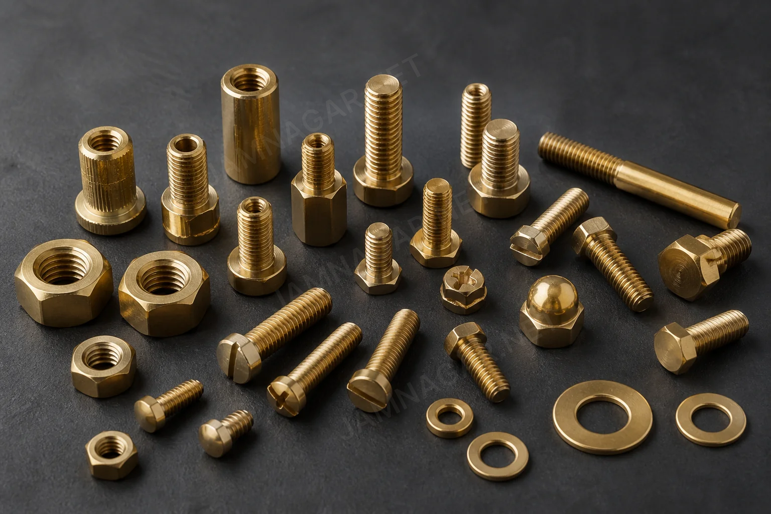 Assorted brass screws, nuts and bolts for industrial OEM supply