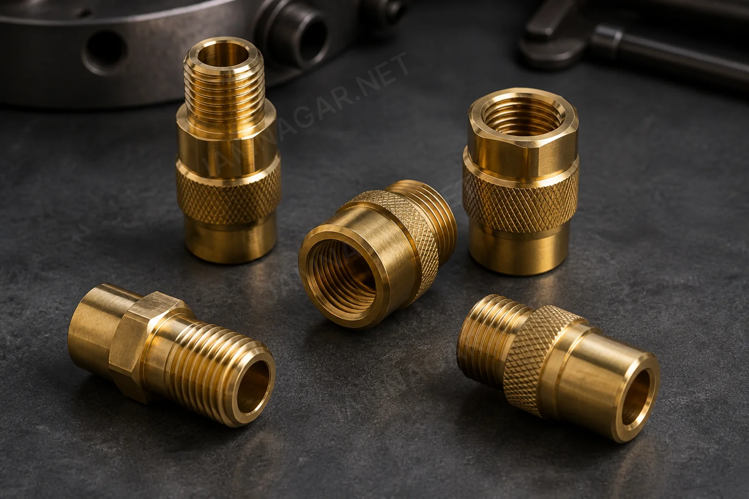 CNC turned brass precision components with clean OD and thread features CNC turned brass precision components with clean OD and thread features