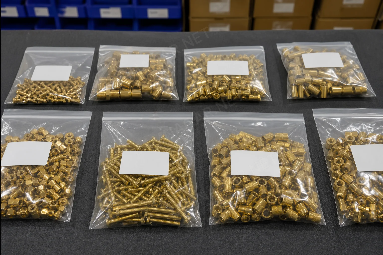Export cartons of brass parts with label and packing discipline Export cartons of brass parts with label and packing discipline